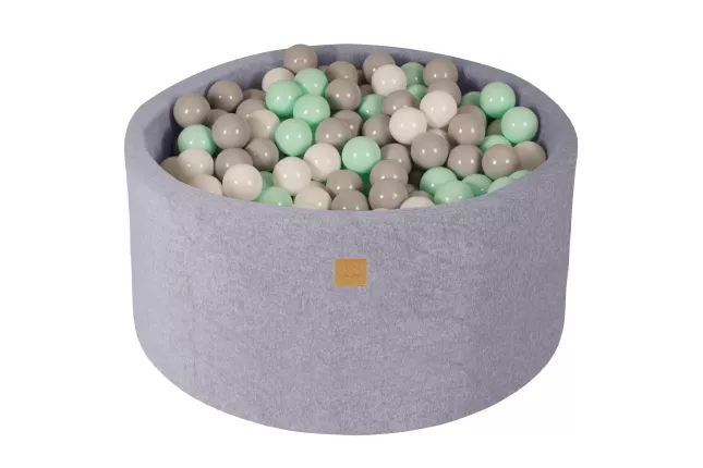 MeowBaby® 7cm Round Dry Ball Pool for Baby, 90x40cm/300 balls, Velour, Light Grey