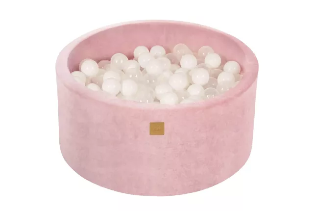 MeowBaby® Round Dry Ball Pool 7cm for Baby, 90x40cm/300 balls, Velour, Light Pink