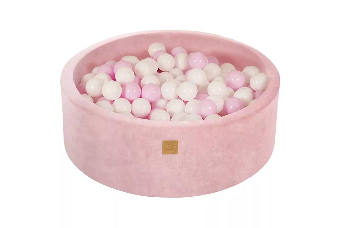 MeowBaby® Round Dry Ball Pool 7cm for Baby, 90x30cm/200 balls, Velour, Light Pink