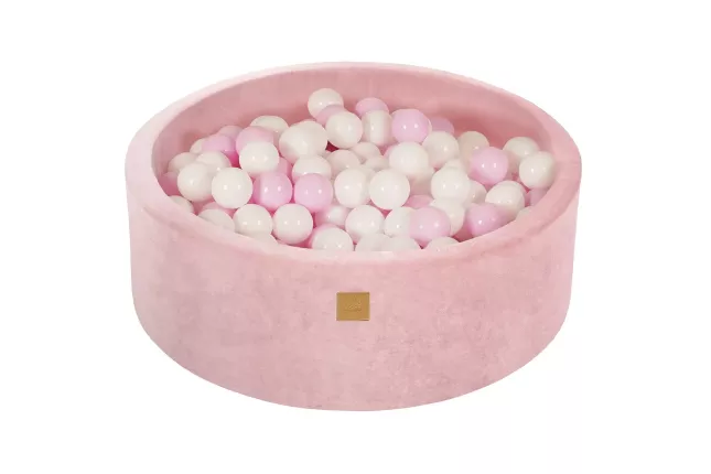 MeowBaby® Round Dry Ball Pool 7cm for Baby, 90x30cm/200 balls, Velour, Light Pink